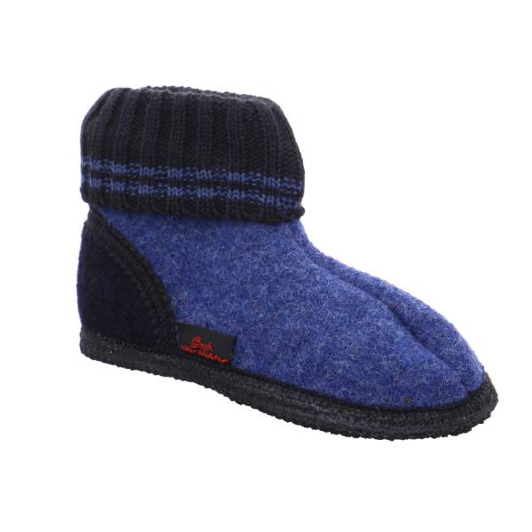 Bild 1 - BECK Kinder Hüttenschuh Blau Textil warmer Hausschuh