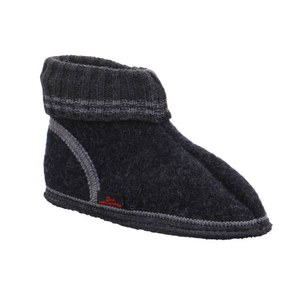 Bild 1 - BECK Kinder Hüttenschuh Schwarz Textil warmer Hausschuh