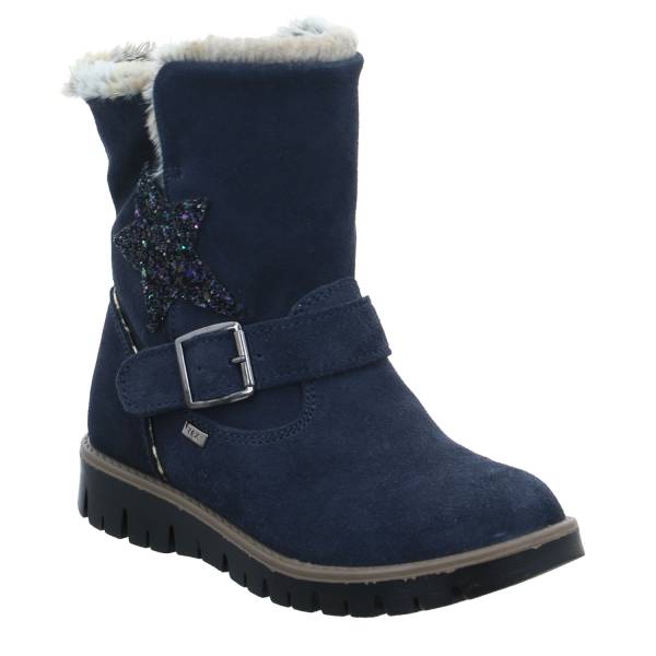 Bild 1 - SCHUHENGEL Kleinkinder-Winterstiefel Dunkelblau Leder Stiefelette